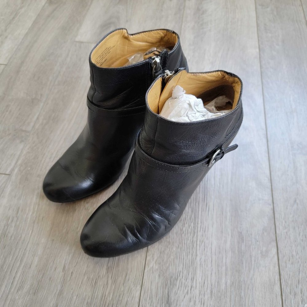 Black Leather heeled booties